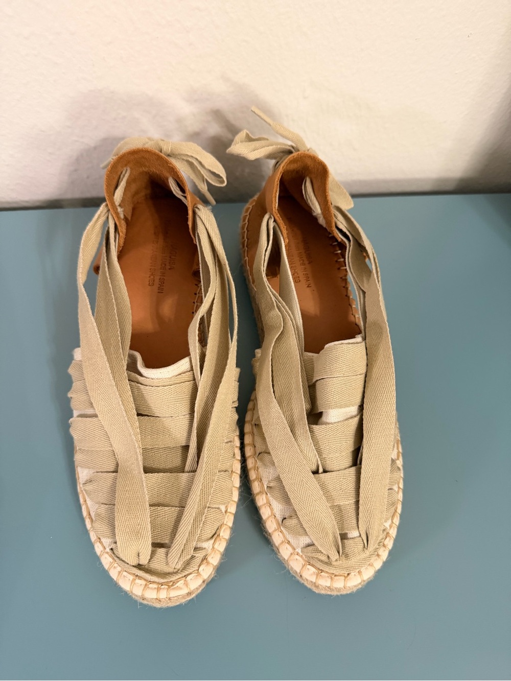 NAGUISA SOC Espadrille Flats in Natural Canvas - Size EU 39